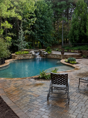 Backyard pool patio with pavers in Hampton Roads