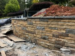 Retaining wall installation project in Hampton Roads
