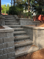 Retaining wall steps and block wall built in Hampton Roads